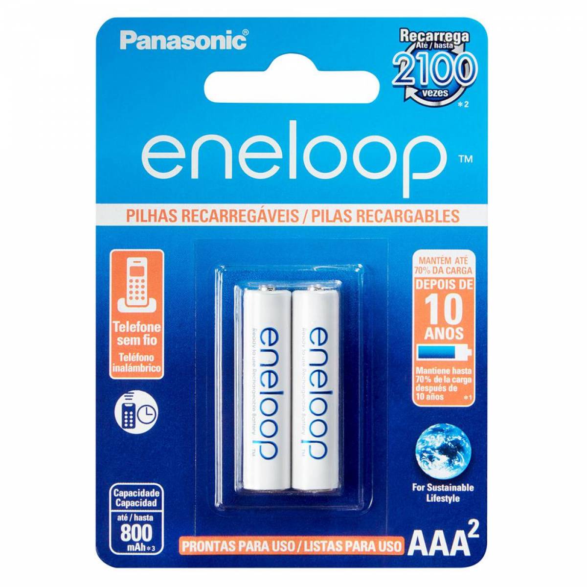 Pilha Recarregavel Eneloop 800ma Aaa Blister Com 2 Bk-4mcce/2b