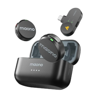 Microfone Lapela sem Fio Maono Wave T5 Preto, Versão Lightning