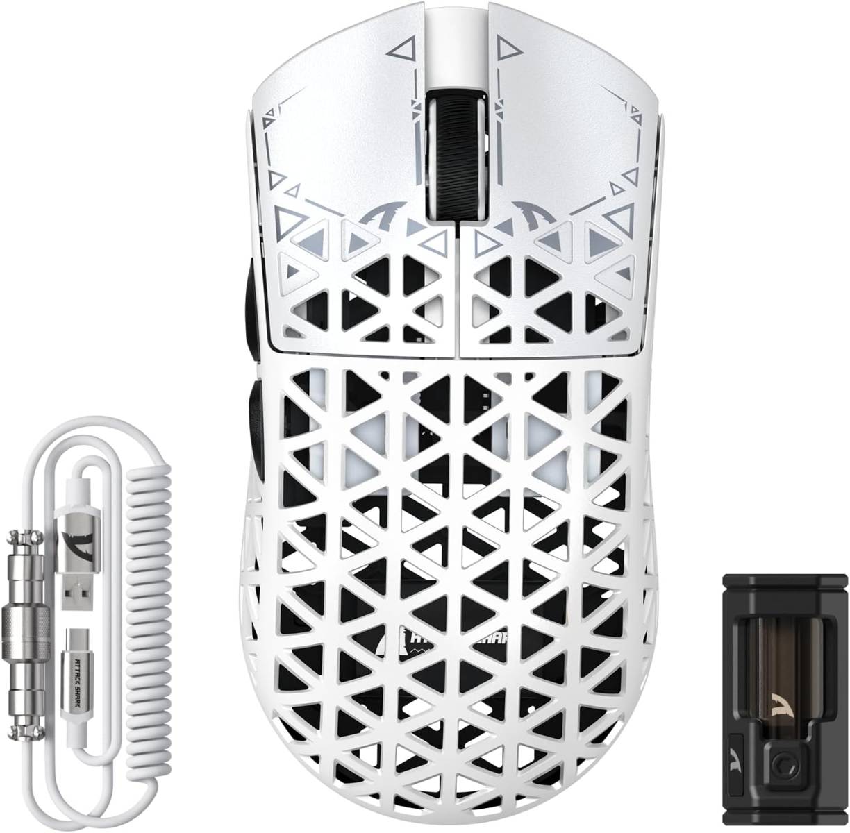 MOUSE WIRELESS ATTACK SHARK R5 ULTRA CARBON 8K, 3950MAX, Branco