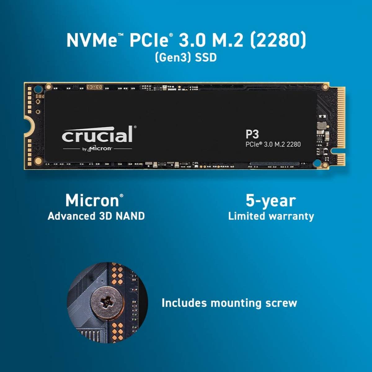 SSD M.2 4TB CRUCIAL P3 2280 NVMe PCIe 3.0 3500MB/s – CT4000P3SSD8