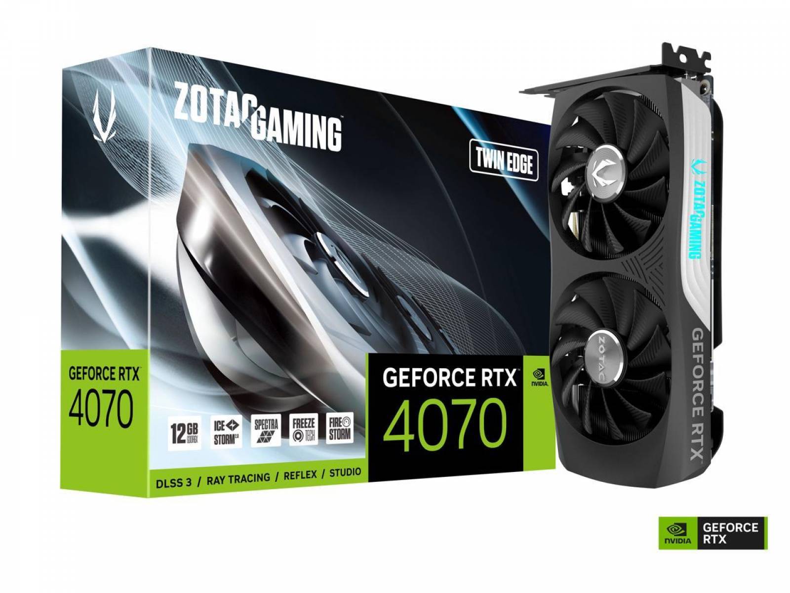 Placa de Video RTX 4070 Twin Edge OC Zotac GeForce, 12 GB GDDR6 Placa de Video RTX 4070 Twin Edge OC Zotac GeForce, 12 GB GDDR6 - Imagem 1