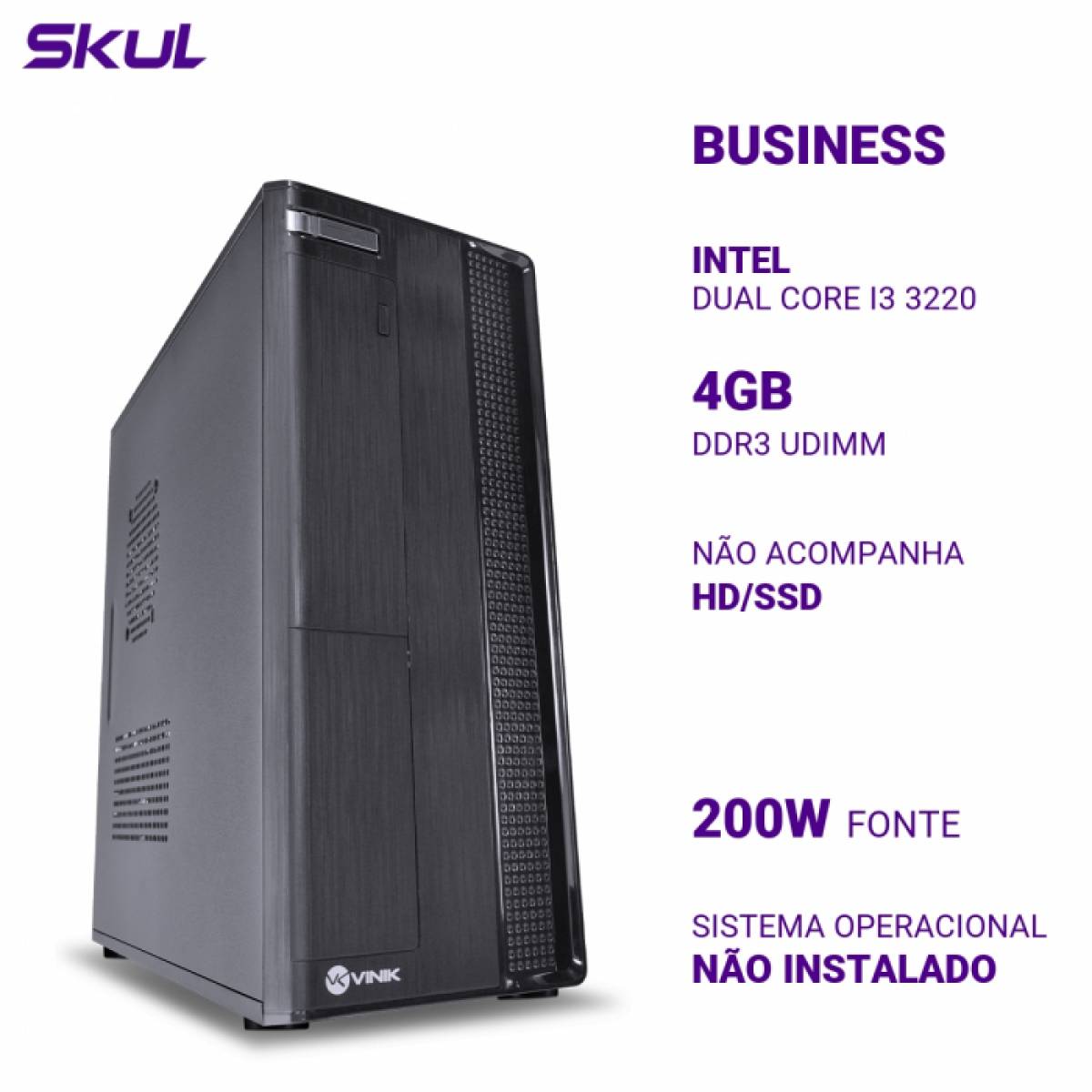 COMPUTADOR DUAL CORE I3 3220 MEMORIA 4GB DDR3 SEM HD/SSD, 200W COMPUTADOR DUAL CORE I3 3220 MEMORIA 4GB DDR3 SEM HD/SSD, 200W - Imagem 1
