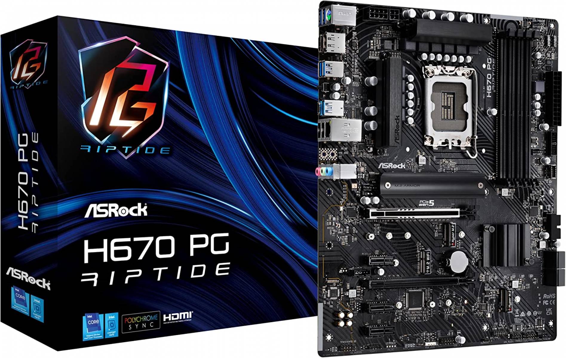 Placa-mãe ASRock H670 PG Riptide Intel H670 Series CPU (LGA1700) Placa-mãe ASRock H670 PG Riptide Intel H670 Series CPU (LGA1700) - Imagem 1