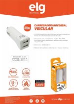 Carregador Universal Veicular Elg cc2se, 2 porta Usb - Branco - Imagem 2