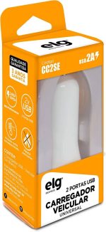 Carregador Universal Veicular Elg cc2se, 2 porta Usb - Branco - Imagem 3