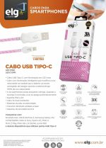 Cabo USB Tipo-C, Led Rosa 1m - ELG LEDC10PK - Imagem 3