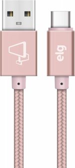 Cabo USB Tipo-C Nylon Trançado Rosa 1m - ELG - TC10BRG