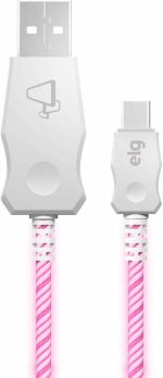Cabo USB Tipo-C, Led Rosa 1m - ELG LEDC10PK