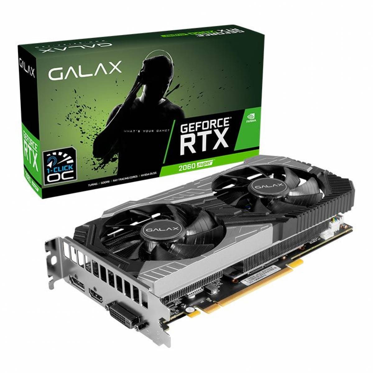 Placa de Vídeo Galax RTX 2060 8GB GDDR6 OC 265-BITS, 26ISL6HP39SS Placa de Vídeo Galax RTX 2060 8GB GDDR6 OC 265-BITS, 26ISL6HP39SS - Imagem 1