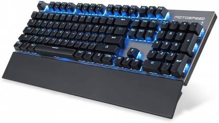 TECLADO MECANICO MOTOSPEED GK89 WIRELESS PRETO SWITCH AZUL LED AZUL