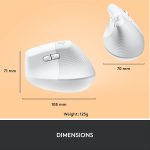 Mouse Sem Fio Logitech Lift Vertical, Windows/macOS - Branco - Imagem 5