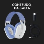 Headset Gamer Sem Fio Logitech G435, PC, PS4, PS5 - Branco/Azul - Imagem 2