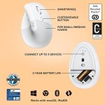 Mouse Sem Fio Logitech Lift Vertical, Windows/macOS - Branco - Imagem 7