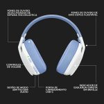 Headset Gamer Sem Fio Logitech G435, PC, PS4, PS5 - Branco/Azul - Imagem 3