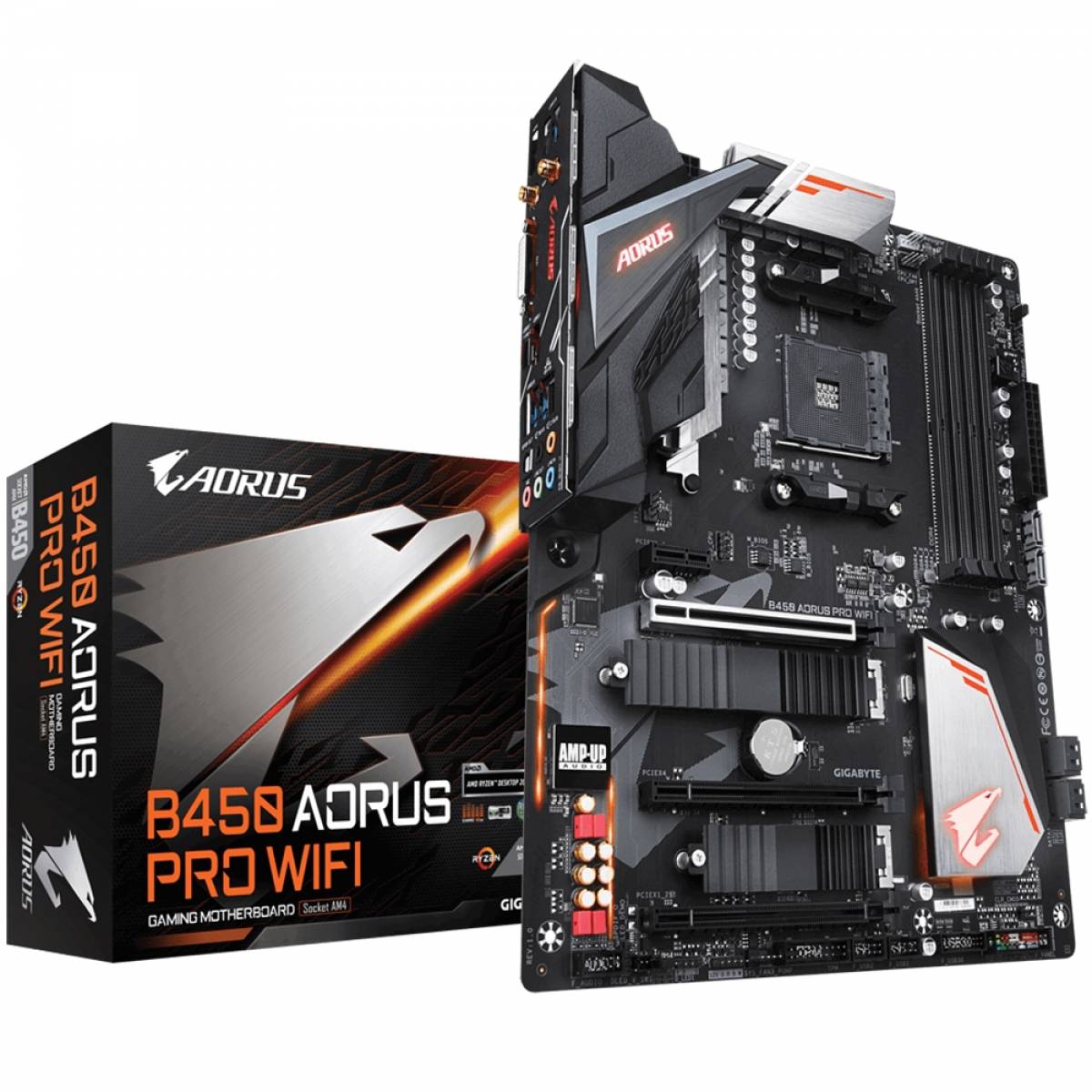 Placa mãe Gigabyte B450 Aorus Pro Wifi DDR4 USB 3.1 AM4 Placa mãe Gigabyte B450 Aorus Pro Wifi DDR4 USB 3.1 AM4 - Imagem 1