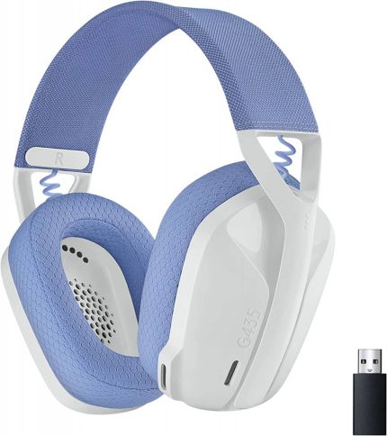 Headset Gamer Sem Fio Logitech G435, PC, PS4, PS5 - Branco/Azul