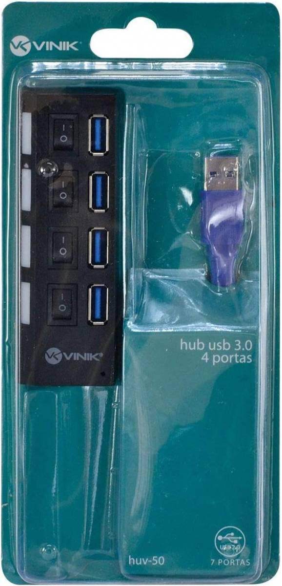 HUB USB 3.0 4 PORTAS INTERRUPTOR HUV-50 HUB USB 3.0 4 PORTAS INTERRUPTOR HUV-50 - Imagem 1