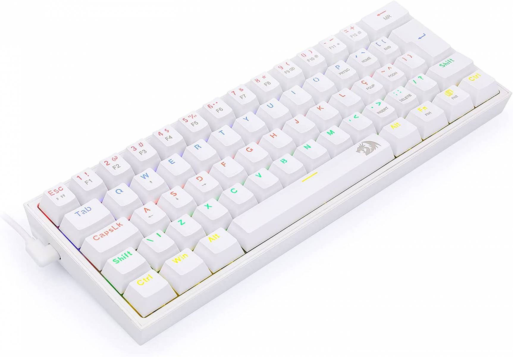Teclado Mecânico Gamer Redragon Fizz, Rainbow, Brown, Branco Teclado Mecânico Gamer Redragon Fizz, Rainbow, Brown, Branco - Imagem 1