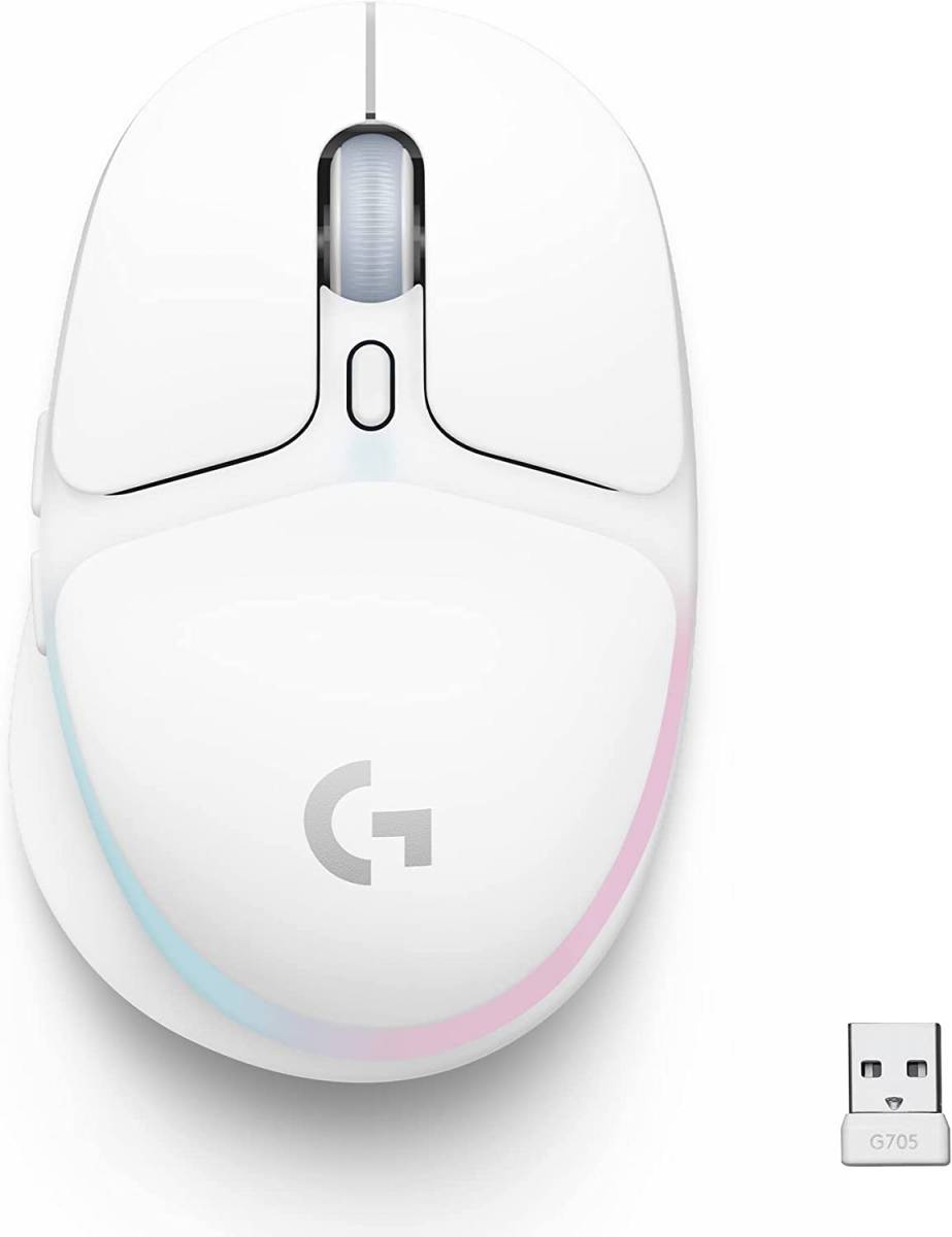 Mouse Gamer Sem Fio Logitech G705, RGB, Bluetooth, USB, Branco Mouse Gamer Sem Fio Logitech G705, RGB, Bluetooth, USB, Branco - Imagem 1