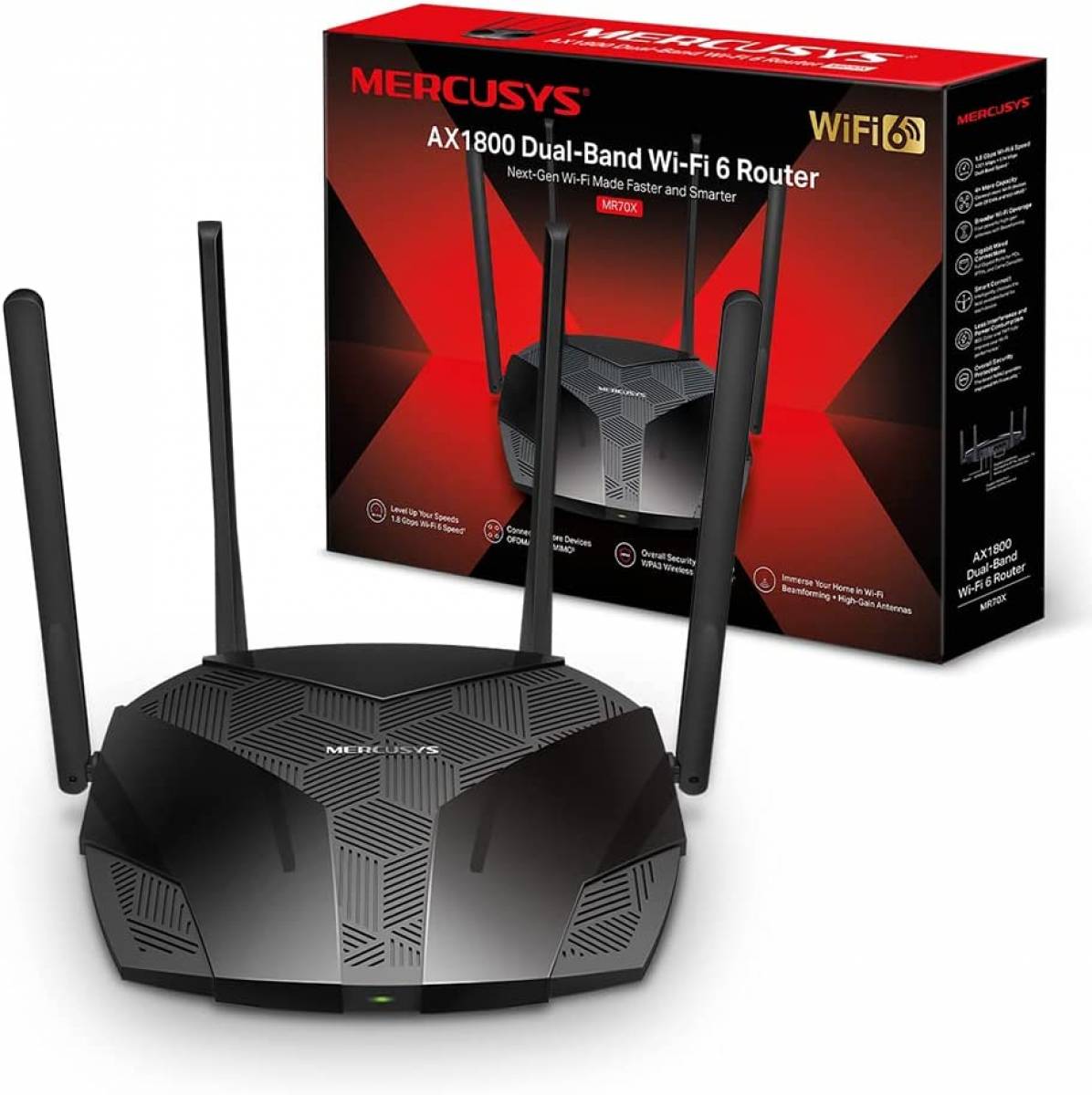Roteador Mercusys Wi-Fi 6 Dual-Band Gigabit AX1800 Roteador Mercusys Wi-Fi 6 Dual-Band Gigabit AX1800 - Imagem 1