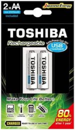 Carregador De Pilha Usb, Aa/aaa Min.2000 Mah C/2 - Toshiba