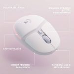 Mouse Gamer Sem Fio Logitech G705, RGB, Bluetooth, USB, Branco - Imagem 3
