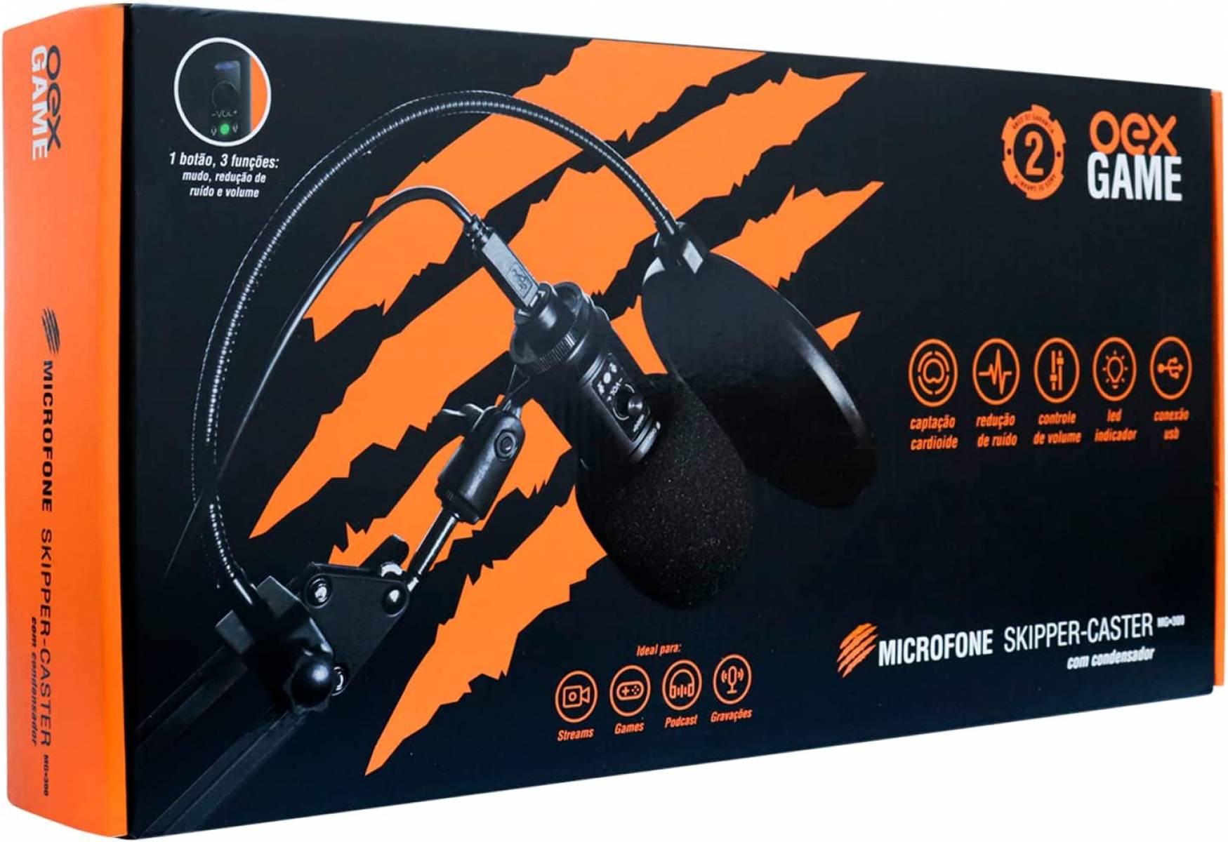 Microfone Gamer Profissional com Condensador e Braço Articulado Microfone Gamer Profissional com Condensador e Braço Articulado - Imagem 1