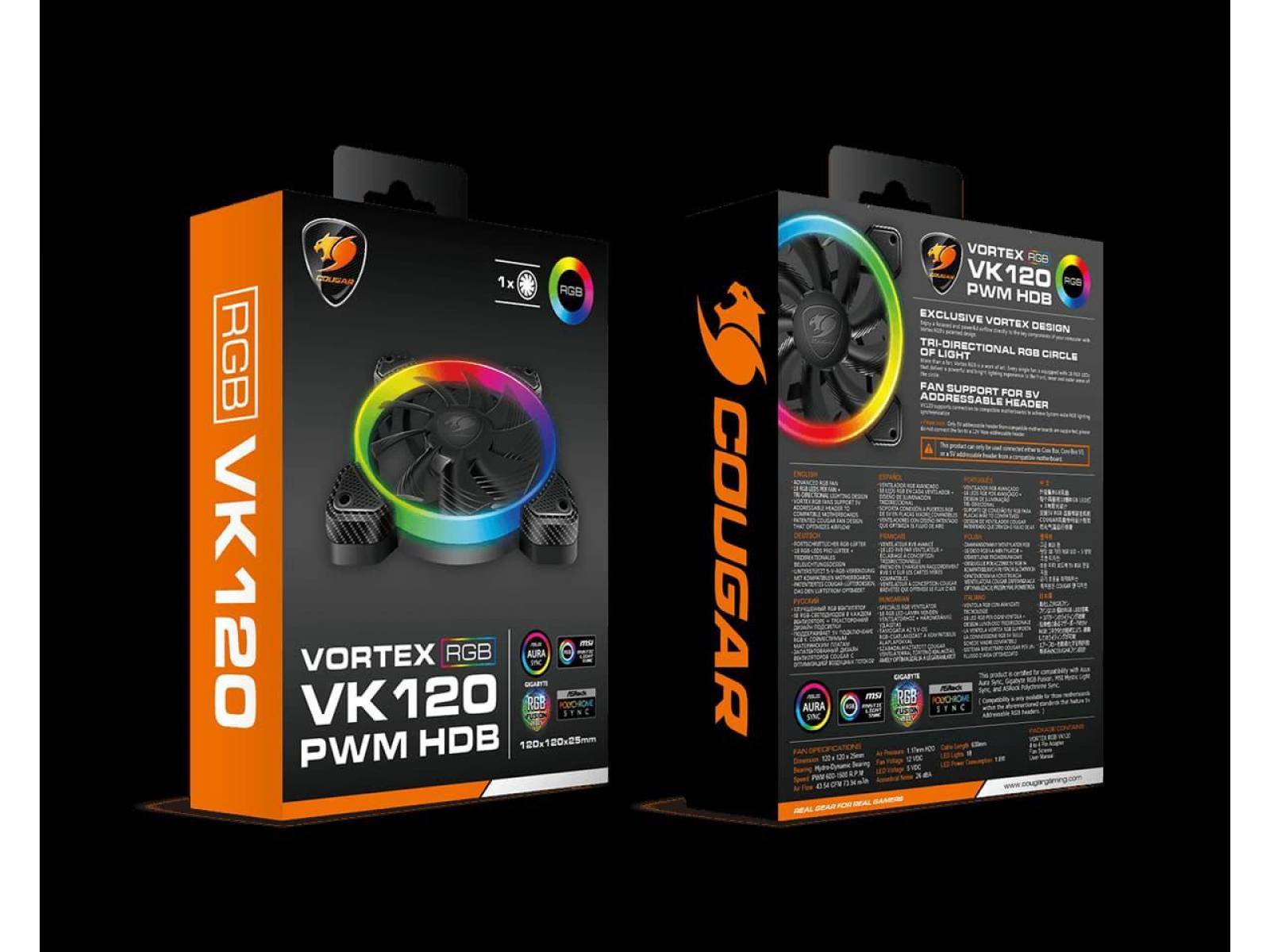 Kit cooler com 3 Unidades Cougar Vortex, RGB, SPB, 120mm - VK120 Kit cooler com 3 Unidades Cougar Vortex, RGB, SPB, 120mm - VK120 - Imagem 1