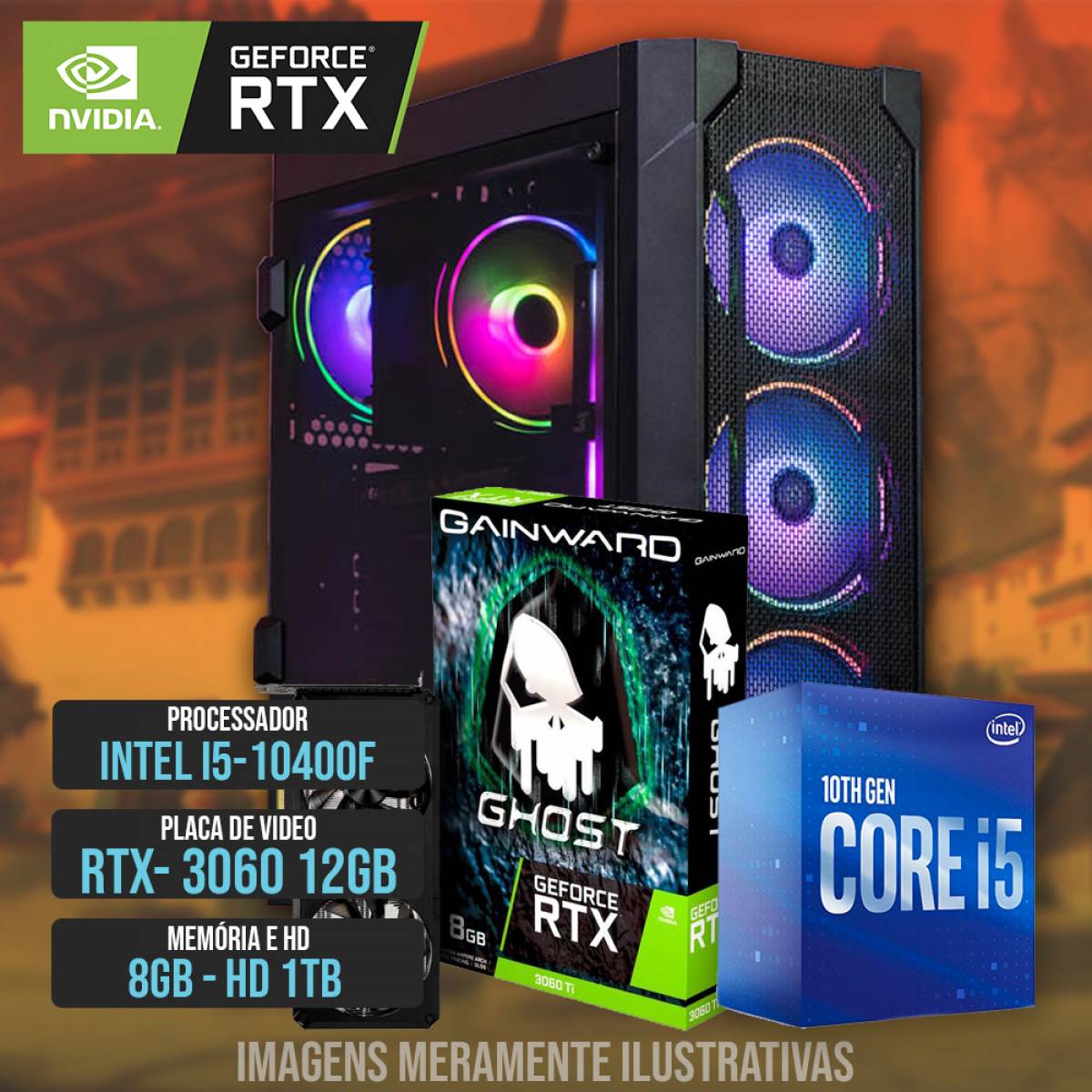 PC GAMER OVERLOAD I5 10400F 8GB RAM 1TB RTX3060 PC GAMER OVERLOAD I5 10400F 8GB RAM 1TB RTX3060 - Imagem 1