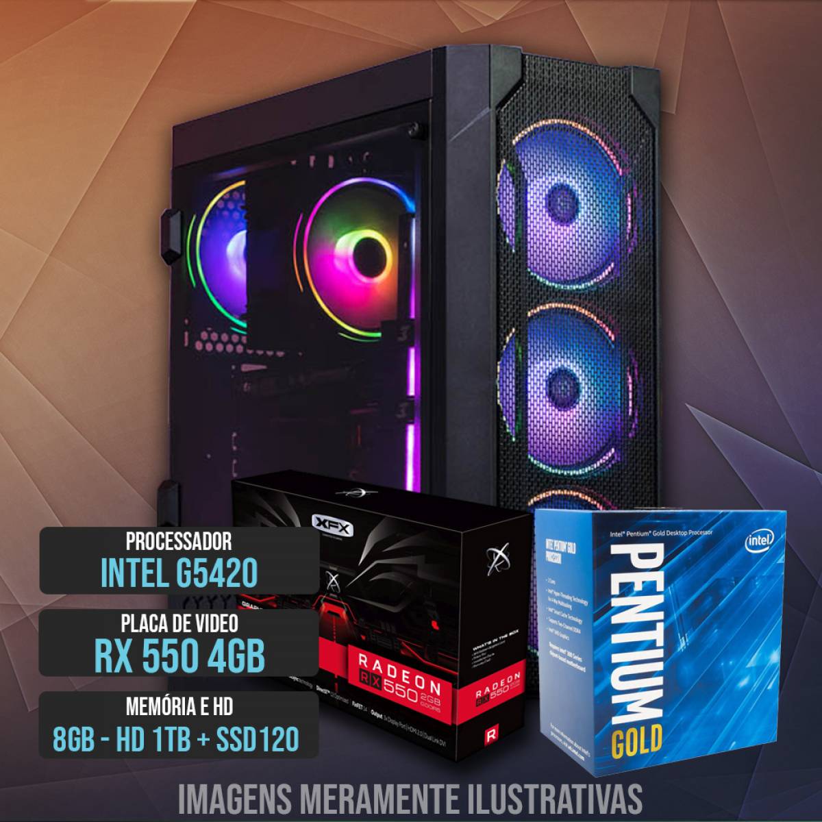 PC GAMER TINKER INTEL G5420 8GB RAM 1TB HD SSD120 RX550 PC GAMER TINKER INTEL G5420 8GB RAM 1TB HD SSD120 RX550 - Imagem 1