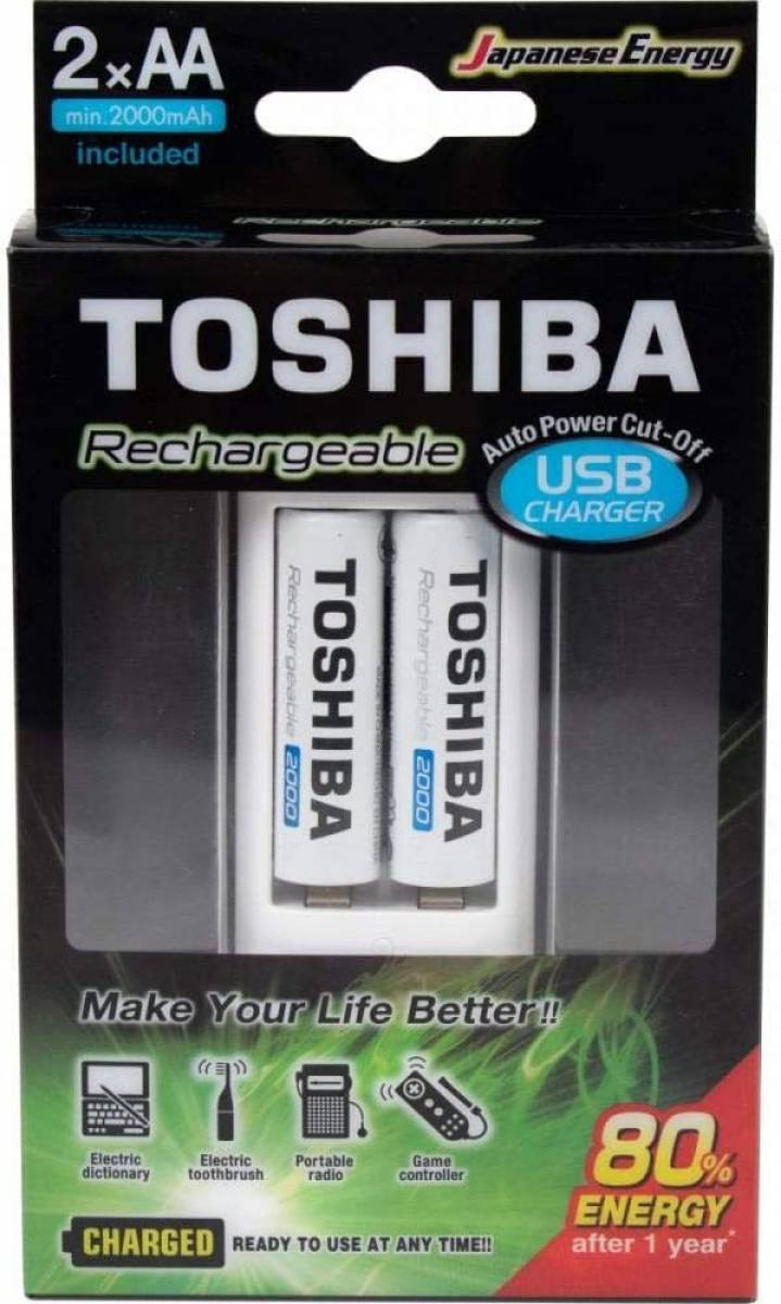 Carregador De Pilha USB TNHC-CU (C/2 Pilhas AA 2000 MAh)Toshiba Carregador De Pilha USB TNHC-CU (C/2 Pilhas AA 2000 MAh)Toshiba - Imagem 1
