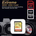 Cartão SD Sandisk 256gb Extreme SDSDXV5-256G-GNCIN - 4k UHD