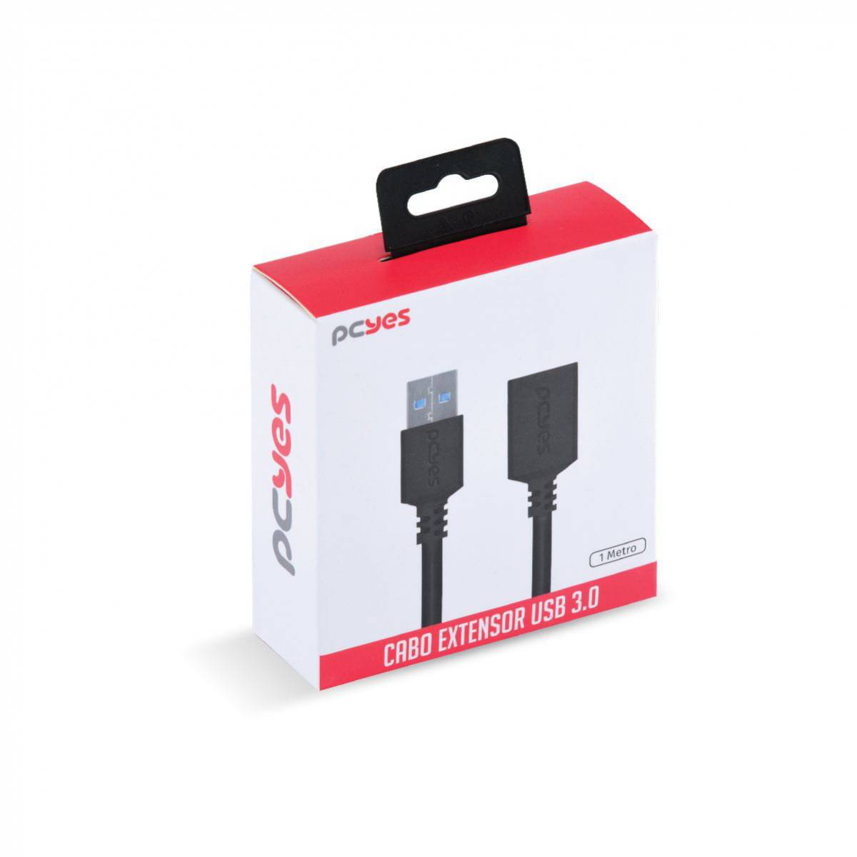 Cabo Pcyes USB A 3.0 Macho para USB A 3.0 Femea 1 Metro - PUAMF3 Cabo Pcyes USB A 3.0 Macho para USB A 3.0 Femea 1 Metro - PUAMF3 - Imagem 1