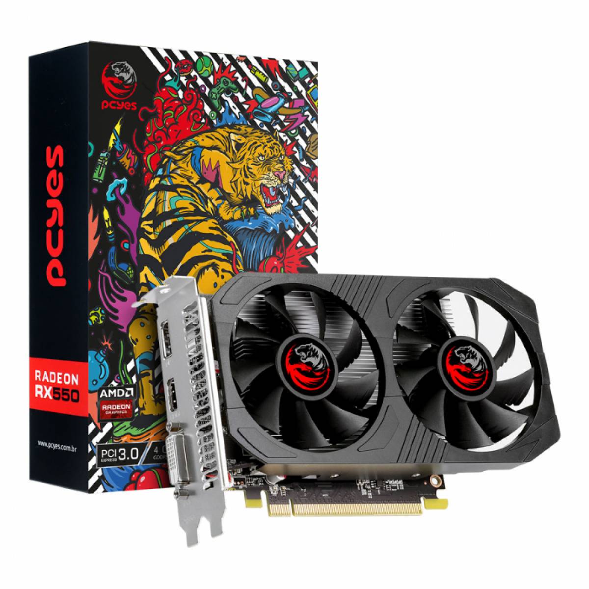 PLACA DE VIDEO AMD RADEON RX 550 4GB GDDR5 128 BITS DUAL-FAN GRAFFITI SERIES - PJRX550DR5128B PLACA DE VIDEO AMD RADEON RX 550 4GB GDDR5 128 BITS DUAL-FAN GRAFFITI SERIES - PJRX550DR5128B - Imagem 1