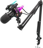 Microfone Fifine K651 dinâmico para jogos, USB, rgb, mudo rápido,