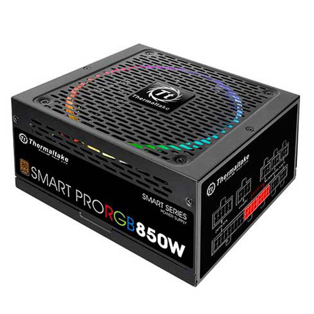 Fonte Thermaltake 850W ATX Toughsuplly Smart Pro RGB Full Modular 80 Plus Bronze PFC Ativo SPR-0850F-R Fonte Thermaltake 850W ATX Toughsuplly Smart Pro RGB Full Modular 80 Plus Bronze PFC Ativo SPR-0850F-R - Imagem 1