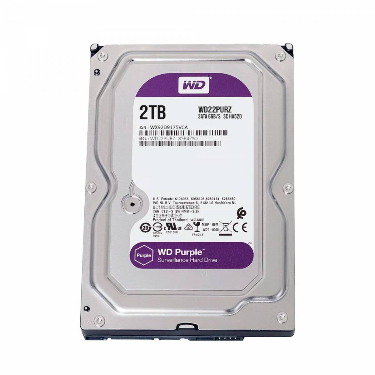 HD SATA3 2TB WESTERN DIGITAL WD PURPLE 5400RPM 256MB WD22PURZ HD SATA3 2TB WESTERN DIGITAL WD PURPLE 5400RPM 256MB WD22PURZ - Imagem 1
