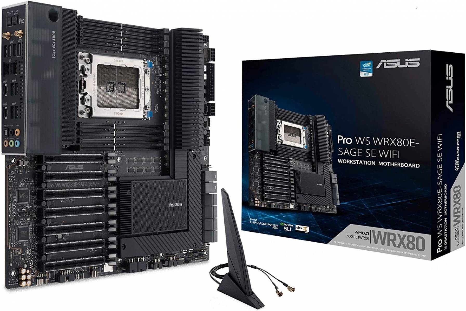 Placa Mãe Asus Pro WS WRX80E-SAGE SE WIFI SWRX8 AMD WRX80 Placa Mãe Asus Pro WS WRX80E-SAGE SE WIFI SWRX8 AMD WRX80 - Imagem 1