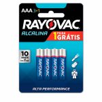 Pilha Alcalina Rayovac AAA Com 4Unidades
