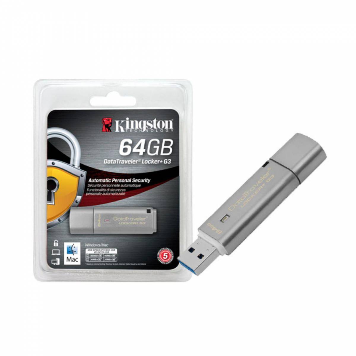 PEN DRIVE CRIPTOGRAFIA KINGSTON DTLPG3 64GB PEN DRIVE CRIPTOGRAFIA KINGSTON DTLPG3 64GB - Imagem 1