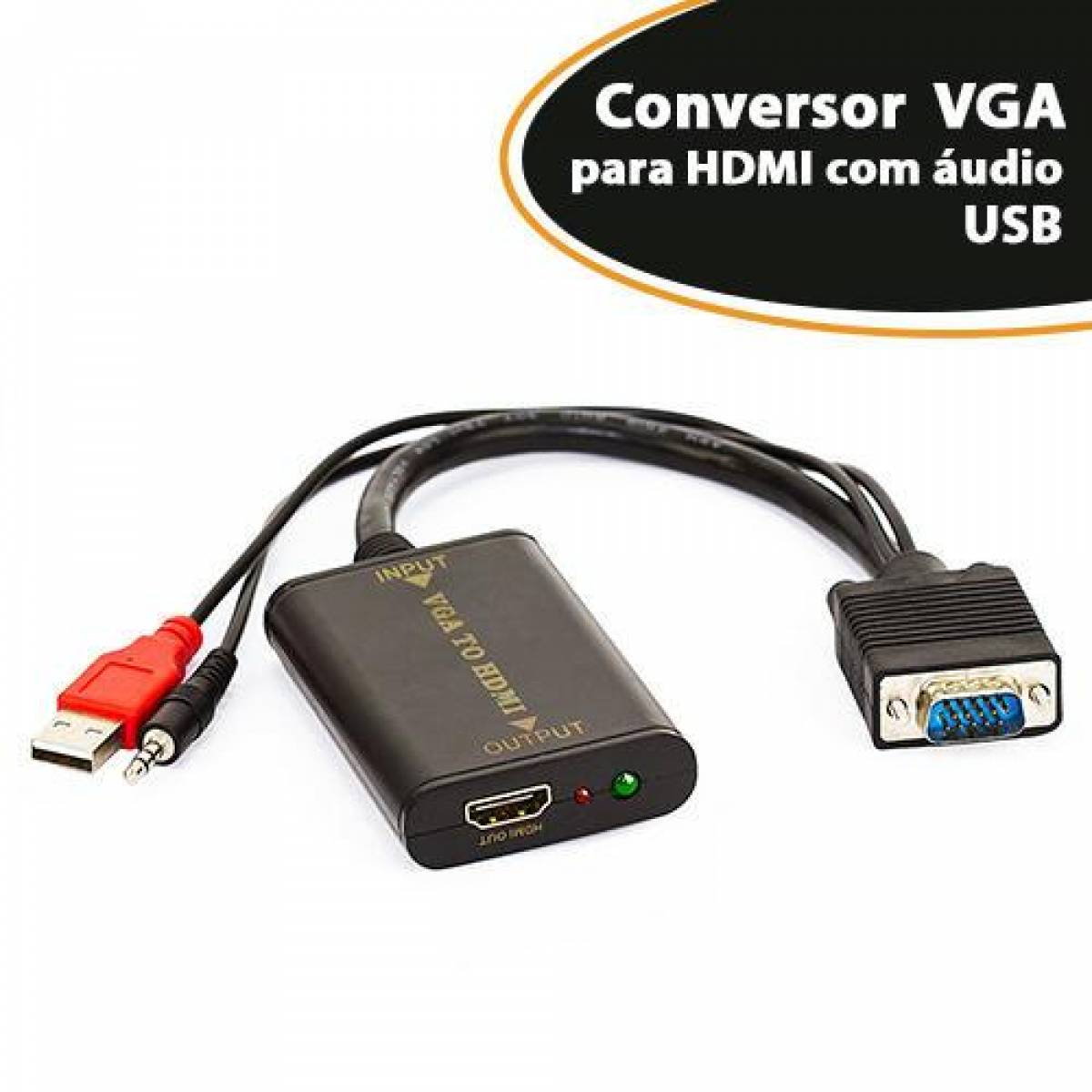 Conversor VGA para HDMI com áudio USB - Empire 4452 Conversor VGA para HDMI com áudio USB - Empire 4452 - Imagem 1