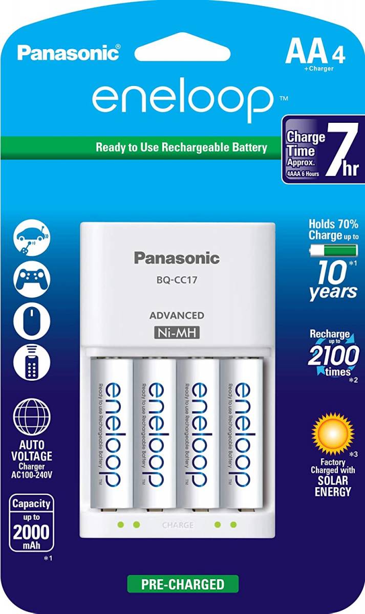 Carregador e Pilhas Panasonic Eneloop, AA 2000 Mah Carregador e Pilhas Panasonic Eneloop, AA 2000 Mah - Imagem 1