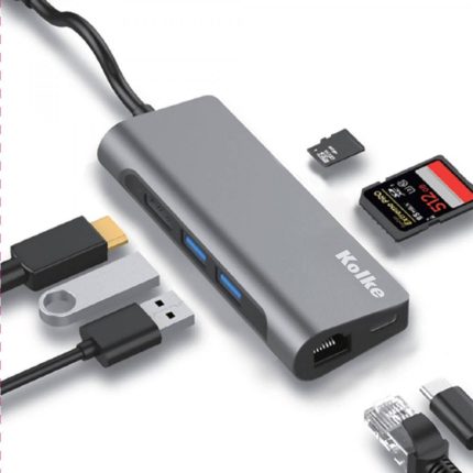 Hub 7P. USB Type-c Kolke kch-426 3USB 3.0/HDMI/Type c /SD/Lan