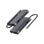 Hub 7P. USB Type-c Havit HV-HB4001 USB3.2/HDMI/VGA/LAN Cinza