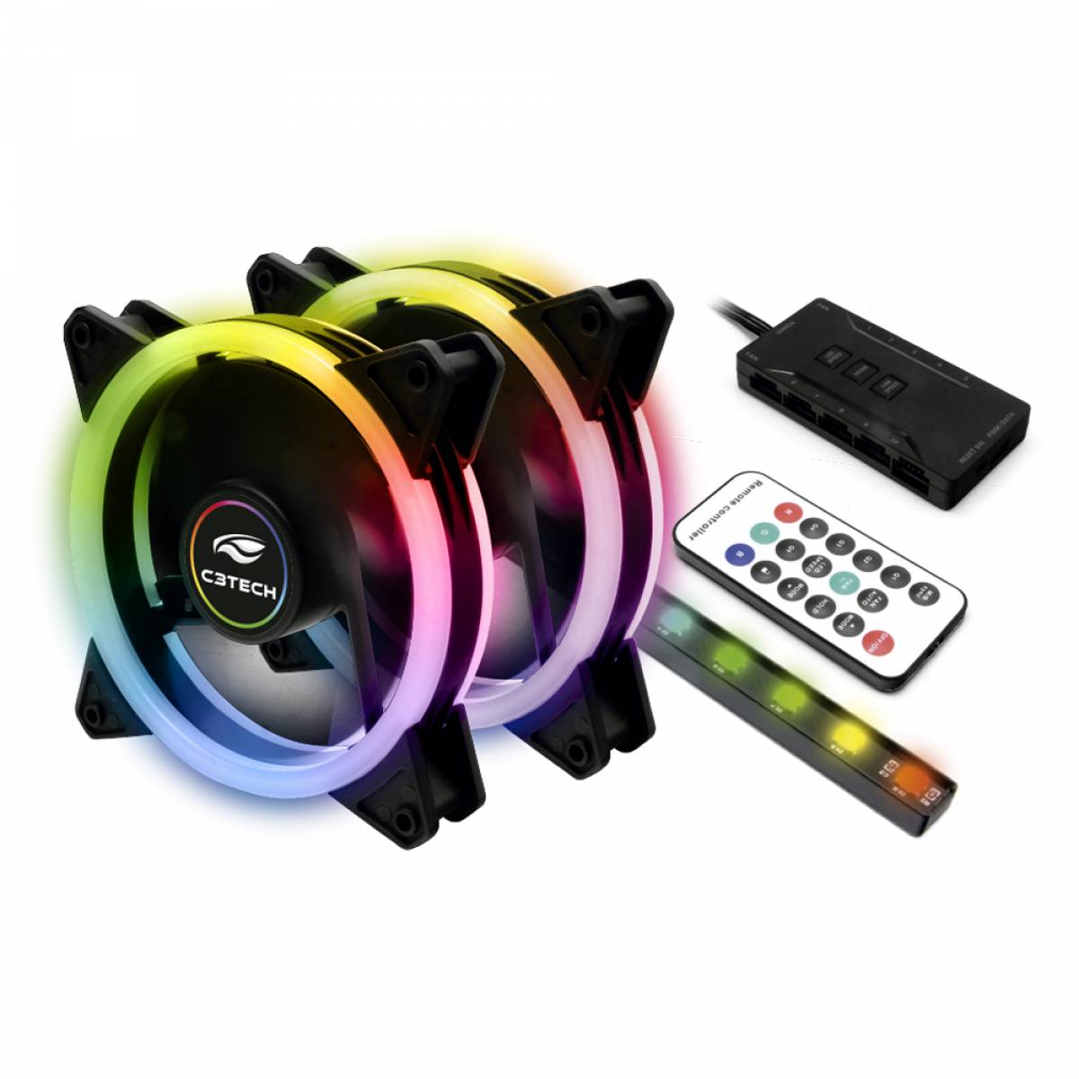 Kit Cooler Fan F7-L600RGB C3Tech Kit Cooler Fan F7-L600RGB C3Tech - Imagem 1