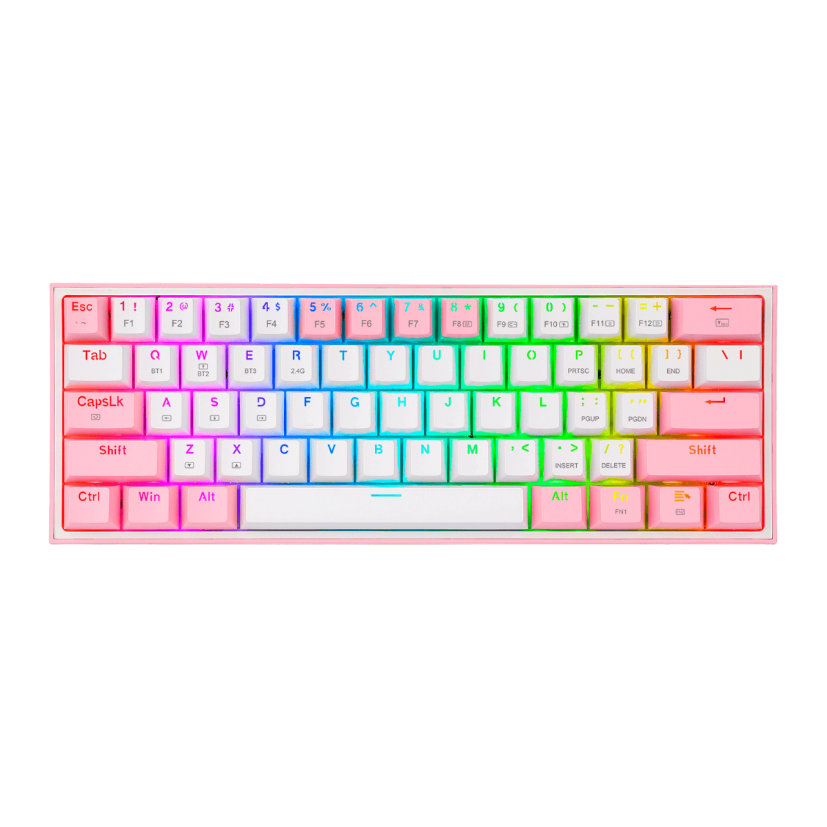 Teclado Gamer, Bluetooth, Redragon FIZZ PRO K616 - Branco / Rosa Teclado Gamer, Bluetooth, Redragon FIZZ PRO K616 - Branco / Rosa - Imagem 1