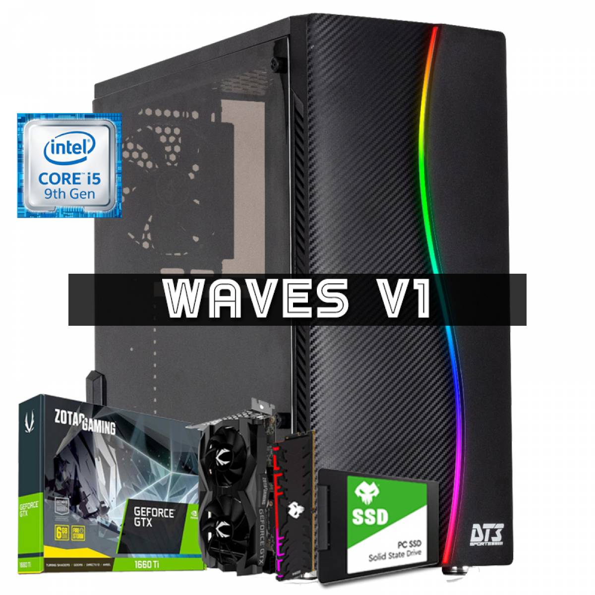 PC Gamer Netshop Wave V1 9600K 16GB SSD 480GB GTX 1660TI 6GB PC Gamer Netshop Wave V1 9600K 16GB SSD 480GB GTX 1660TI 6GB - Imagem 1