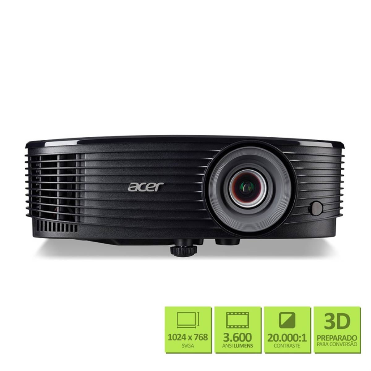 Projetor Acer X1223H 3600 Lumens XGA Conexões VGA HDMI Projetor Acer X1223H 3600 Lumens XGA Conexões VGA HDMI - Imagem 1