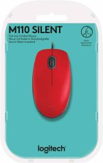 Mouse com fio USB Logitech M110 com Clique Silencioso - Vermelho