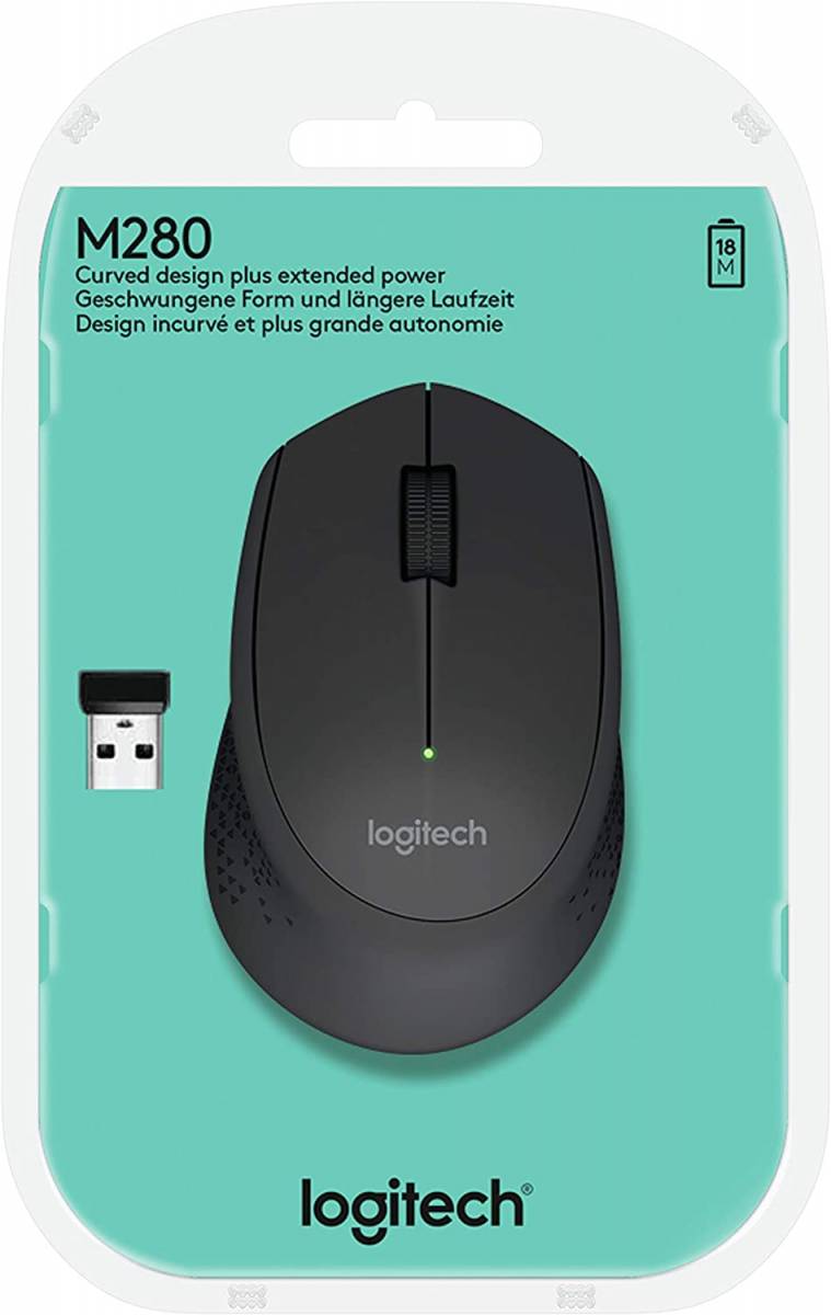 Mouse sem fio Logitech M280 com USB e Pilha Inclusa, Preto Mouse sem fio Logitech M280 com USB e Pilha Inclusa, Preto - Imagem 1
